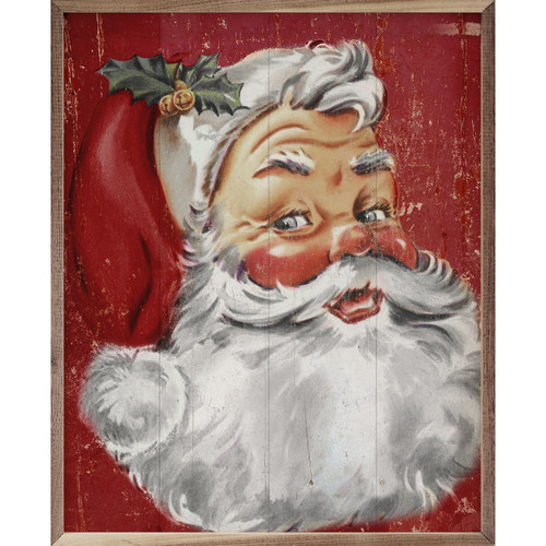 Santa Claus with Watchful Eye - Wood Framed Sign - Multiple Sizes